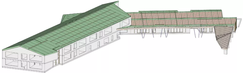 Perspective de la maquette 3D charpente bois