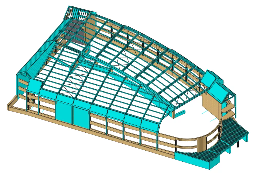 Extrait de la maquette 3D de la charpente bois