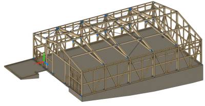 Perspective de la maquette 3D de la charpente bois