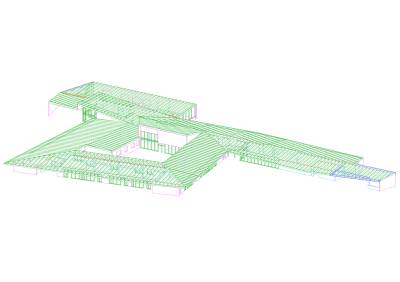 Perspective de la maquette 3D charpente bois