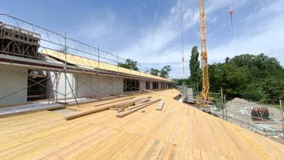 Pose du voligeage en cours